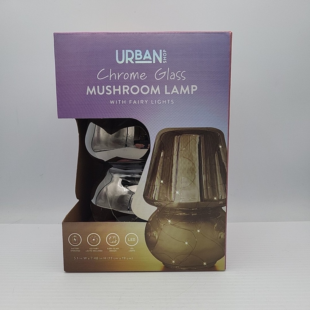 Chrome Glass Mushroom Lamp With LED Fairy Lights Urban Shop